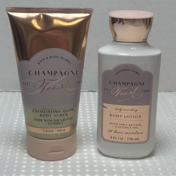 Bath & Body Works Champagne Toast Exfoliating Glow Body Scrub & Body Lotion Duo - Picture 2 of 6